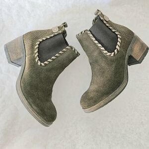 Mark Jenkins Green Suede Ankle Booties
